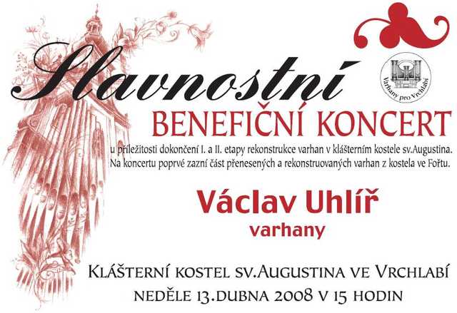 pozvanka - benefi�n� koncert Kl�tern� kostel sv. Augusta ve Vrchlab� 13. dubna 2008 v 15 hod.